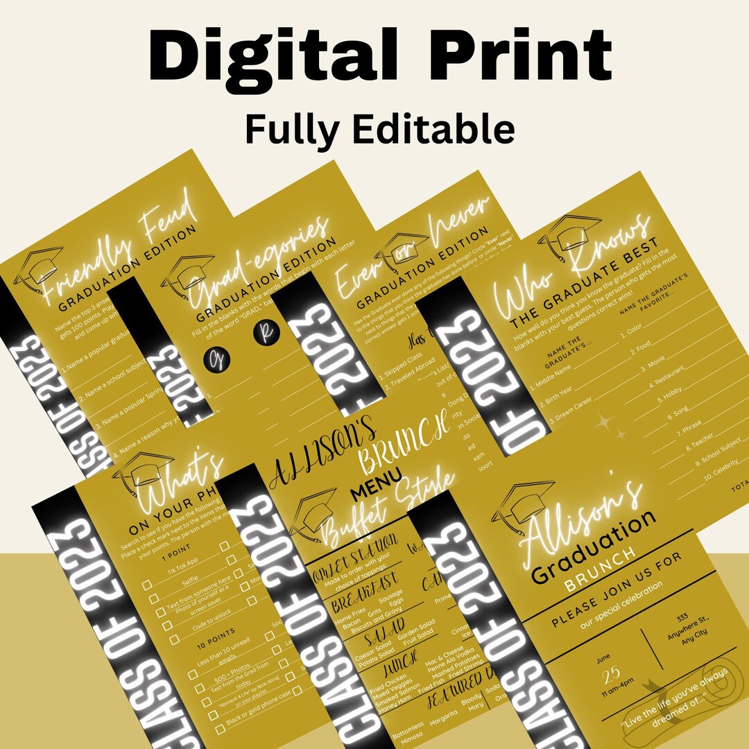 Editable 2023 Graduation Bundle Printable Graduation Bundle Etsy