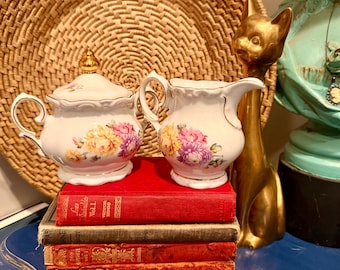 Winterling Floral Creamer and Sugar Bowl Set – Bavarian Fine China with Gold Trim