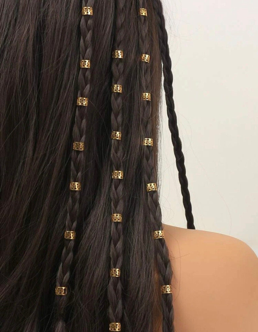 Dreadz Gold Metal Round Hair Beads 65mm Hole x 3 Bead Pack