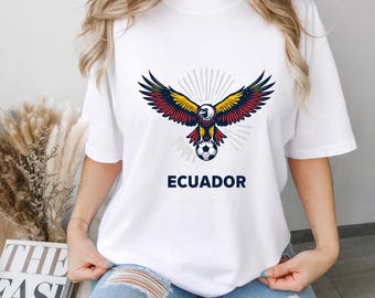 Ecuador Soccer T-Shirt | Andean Condor Football Graphic Tee | Ecuador Flag Colors Shirt | Ecuador Soccer Fan Tee | Soccer Lover Gift