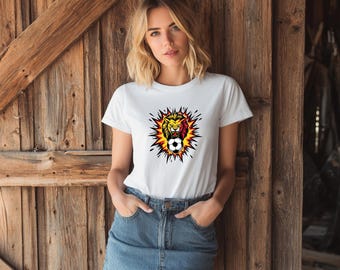 Belgium Soccer T-Shirt | Roaring Lion Football Graphic Tee | Belgium Flag Colors Shirt | Belgian Soccer Fan Gift