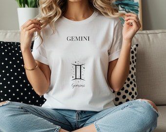 Gemini Zodiac T-Shirt | Minimal Astrology Tee | Gemini Constellation Shirt | Star Sign Gift | Horoscope Shirt