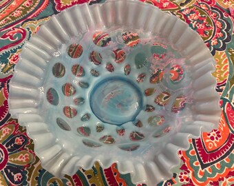 FENTON ART GLASS Blue Opalescent – Coin Dot - #1925 Basket - Etsy