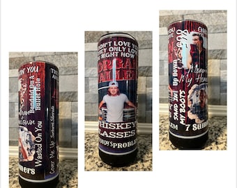 MW Country Music singer 20 oz tumbler with rubber bottom and straw  FAST SHIPPING