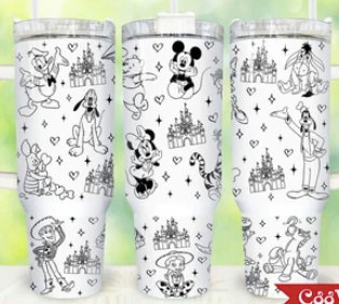 40oz Magical Character Tumbler - With handle and straw – Scribbles and Sips  Co.