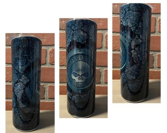 Motorcycle Asphalt Punisher 20 oz tumbler with rubber bottom and straw  FAST SHIPPING