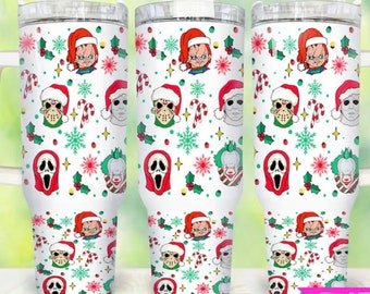 Horror Christmas Movie 40 oz tumbler with handle and Straw FAST SHIPPING