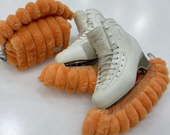 Fluffy Orange Ice Skate Soakers: Blade Covers, Skate Guards (Fits 8-11" Blades)