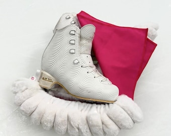 Fluffy Ice Skate Blade Soakers: Fur Skate Guards, Heart Carabiner