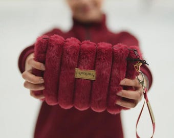 Faux Fur Make-up Sport Bag/pouch with motivation: Figure Skating, Ballet, Gymnastics