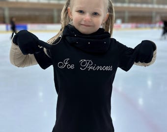 Ice Princess Black Cotton T-shirt with Rhinestones: Figure Skating Gift