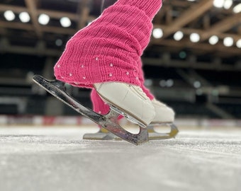 Jambières avec perles⎥ Jambières tricotées à la main pour le patinage, le yoga, la danse, la danse classique et les tenues décontractées