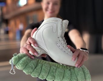 Pistachio Fluffy Ice Skate Soakers: Figure Skating Blade Covers