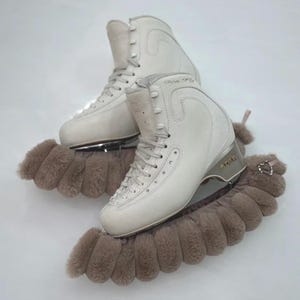 Espresso Fluffy Ice Skate Soakers: Cozy Blade Covers, Figure Skating Gift
