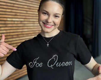 Black Ice Queen T-shirt: Rhinestone Figure Skating Outfit