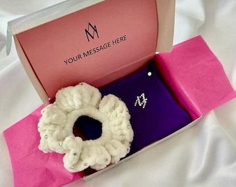 Figure Skater Gift Set: Rhinestone Scrunchie & Ice Blade Towel