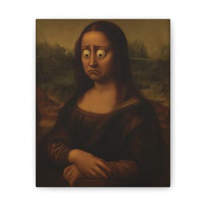 Sad Mona Lisa, Bathroom Art, Whimsical Canvas Art Print, Funny Home Decor, Unique Wall Art, Gift for Art Lovers, Quirky Gift, Free Shipping