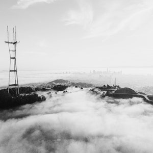 Sutro Tower with Cloudy San Francisco Skyline [Aerial]