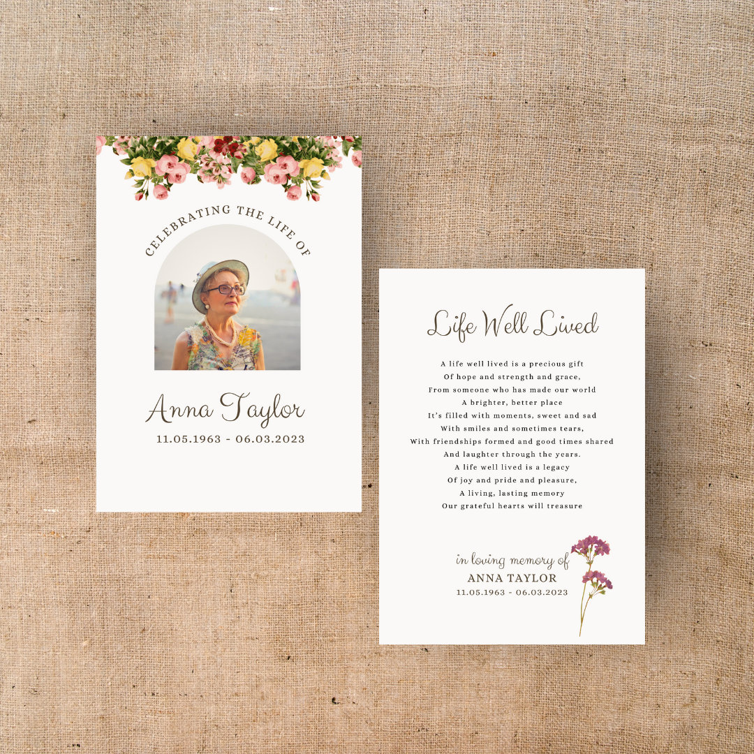 Funeral Poem Card, Editable Memorial Prayer, Obituary, Sympathy Poem