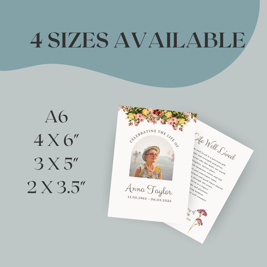 Funeral Poem Card, Editable Memorial Prayer, Obituary, Sympathy Poem