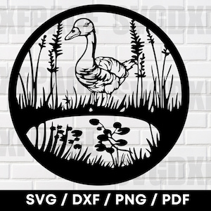 Goose Scene DXF SVG PNG, Goose Cut Files, Dxf Files For Plasma, Farm Animals, Vector Graphic, Farm Signs, Goose Svg, Dxf For Laser, Dxf, Svg
