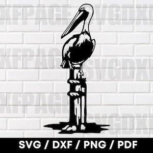 Pelican Scene DXf PNG SVG, Pelican Silhouette, Pelican Clipart, Pelican Svg, File Dxf per plasma, File Cnc per plasma, File Dxf, Pellicano