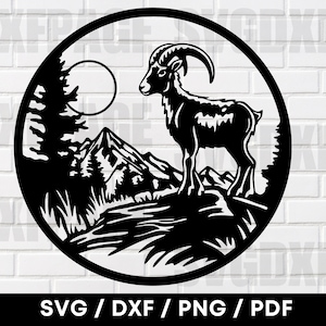 Ram Nature Scene PNG SVG DXF, Ram Svg, Nature Svg, Plasma Laser Cut File, Ram Clipart, Ram Svg, Ram Png, Laser Cut Files, Ram Silhouette