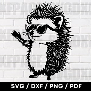 Cute Hedgehog With Sunglasses SVG PNG DXF, Plasma Laser Files, Cnc Plasma, Hedgehog Svg, Cute Hedgehog, Hedgehog With Sunglasses, Hedgehog