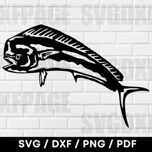 Mahi Mahi Fisch SVG DXF PNG, Mahi Mahi, Fisch SVG, DXF-Datei für Laserschneiden, Cnc, Laser geschnitten, Holz Wandkunst