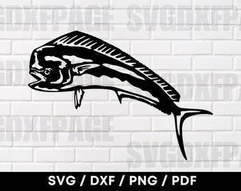 Mahi Mahi Fisch SVG DXF PNG, Mahi Mahi, Fisch SVG, DXF-Datei für Laserschneiden, Cnc, Laser geschnitten, Holz Wandkunst