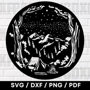 Mountain Scene PNG SVG DXF, Mountain Scene Svg, Mountain Scene Png, Mountains Dxf, Mountains Silhouette, Mountains Clipart, Plasma Cnc