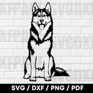 Husky Hund SVG PNG DXG, Husky Clipart, Husky Silhouette, Hund zwart, Cnc Laser Cnc, Laser Cnc, Husky Hund, Hunde Silhouette, Hund Clipart