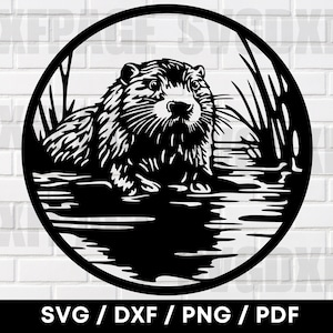 Beaver Scene PNG DXF SVG, Beaver Silhouette, Plasma Laser Cut Files, Beaver Svg, Beaver Dxf, Beaver Clipart, Dxf, Png, Svg, Dxf For Laser