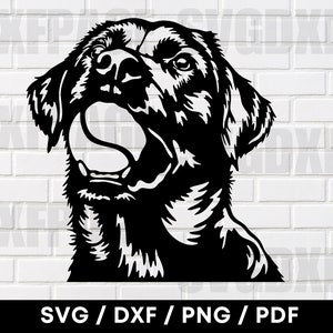 Labrador With Tennis Ball Scene SVG DXF PNG, Labrador Svg, Dog Svg, Dog Png, Labrador Clipart, Labrador Retriever Clipart, Dog Dxf, Dogs