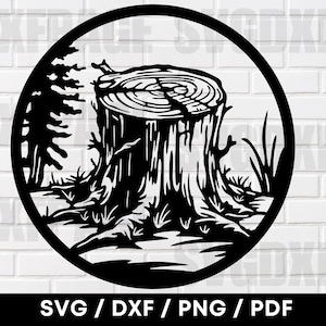 Baumstumpf PNG SVG DXF, Baum Service geschnitten Datei, Baum Service Png, Baum Service Clipart, Baumstumpf Schleifen, Dxf FürPlasma, Silhouette, Baum SVG, Png