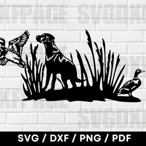 Cena de cão de caça SVG PNG DXF, cão de caça Svg, caça Dxf, caça Svg, arquivos Dxf para plasma, corte a laser, caça ao pato, caça, Svg