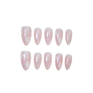 Floral Fairy Press On Nail/Almond nail/Iridescent/Floral/Shiny Glitter Finish/Elegant Fairy Tale Nail/Y2K Aesthetic Nail/Fantasy Fake Nail