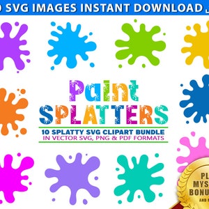 PAINT SPLASH SVG, Paint Splatter svg, Paint Splats Cut Files, Clipart, Ink Splash Background Shapes Silhouette Blobs Cricut, Commercial Use