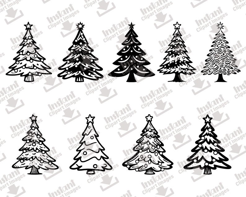 CHRISTMAS TREES SVG Holiday Svg Bundle 25 Clipart Images Festive ...
