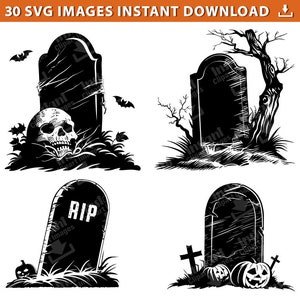 Grafstenen, grafsteen SVG, Halloween SVG-bundel, begraafplaats SVG-bundel, clipartafbeeldingen, grafstenen, svg, Cricut, gesneden bestanden, commercieel gebruik
