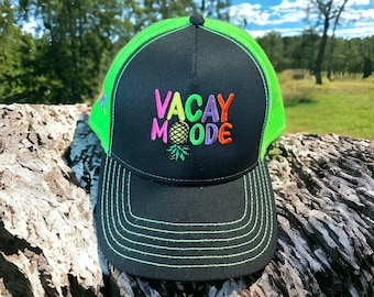 Vacay Mode Cap/ Summer Cap Pineapple Upside Down/ Vibrant Colors Cap/ Swinger Cap