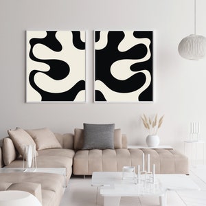 Black and White Abstract Art Set of 2, Minimalist Line Art Prints, Art Print Sets, Modern Home Abstract Wall Decor, Instant Download Prints