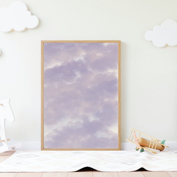 Abstract Sky Wall Art, Cotton Candy Sky Art Print, Purple Pink Sky Wall Art, Sky Nursery Wall Art, Instant Download, Printable Wall Print