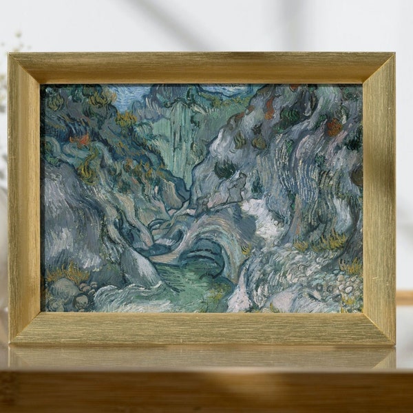 Van Gogh Landscape Print Vibrant Swirling Trees & Rocky Terrain Masterpiece Home Decor Art Print The Ravine of the Peyroulets, or The Ravine