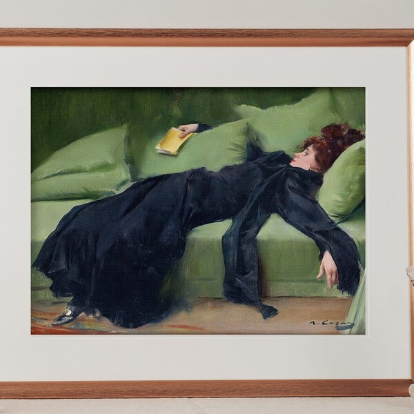 Dekadente junge Frau nach dem Tanz Ramon Casas Druck Vintage Kunst Dekadentes Mädchen nach dem Tanz Druck nach dem Ball Eklektisch