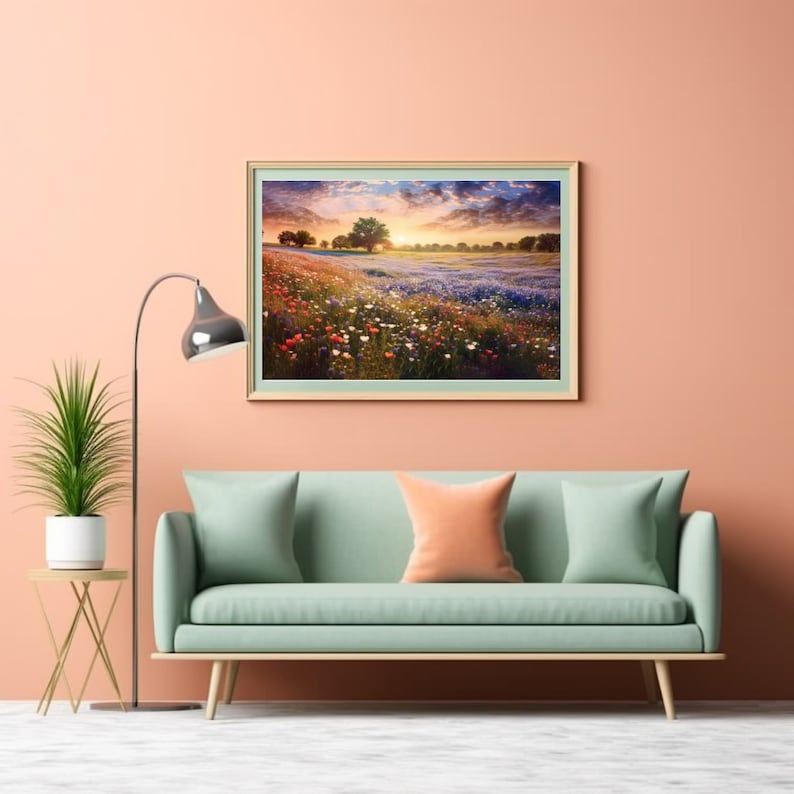 Wildflowers Sunrise With Field Digital Download, Landscape Countryside ...