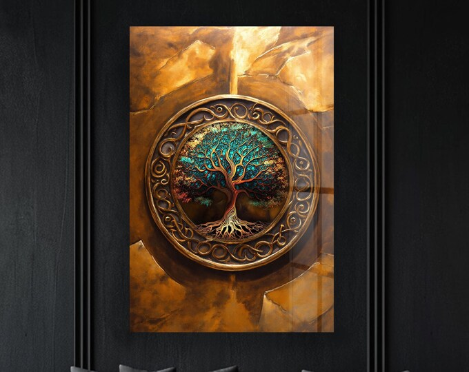 Tempered Glass Wall Art-Stained Wall Art -Life of Tree Wall Decor-Glass Printing -Large Wall Art-Wall Hangings-Stained Window Decor