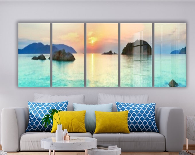 Blue Green Tempered Glass Wall Art- Wall Hangings- Abstract Wall Art
