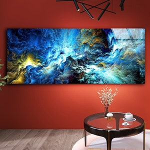 Tempered Glass Wall Art-Panoramic Wall Art-Wall Decor--Glass Printing-Extra Large Wall Art-Wall Hangings–Mega Size Panoramic Print- blue