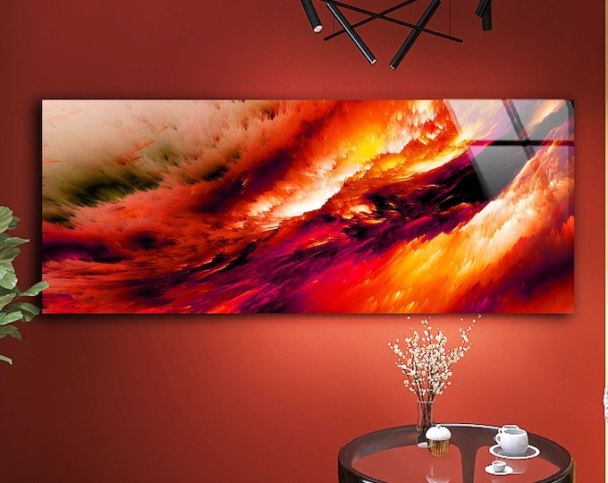 Tempered Glass Wall Art-Panoramic Wall Art-Wall Decor--Glass Printing-Extra Large Wall Art-Wall Hangings–Mega Size Panoramic Print- red